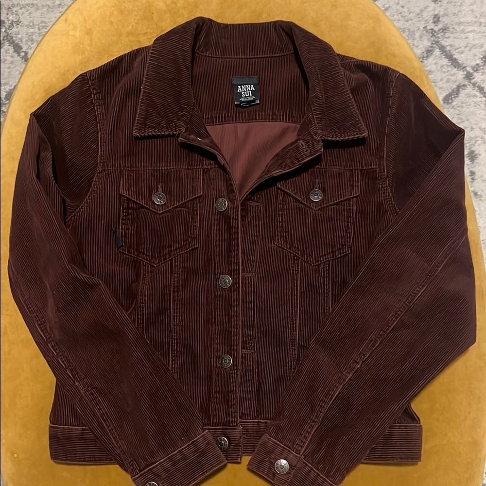 VINTAGE Anna Sui Burgundy Corduroy Jean Jacket